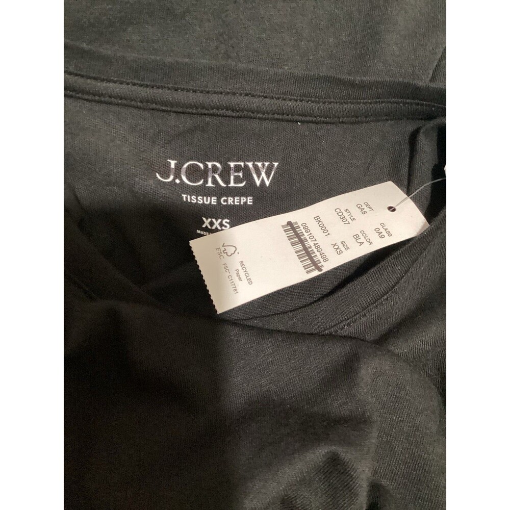 J. Crew Tissue Turtleneck Crepe Long Sleeve T-shirt Black XXS - Picture 3 of 4